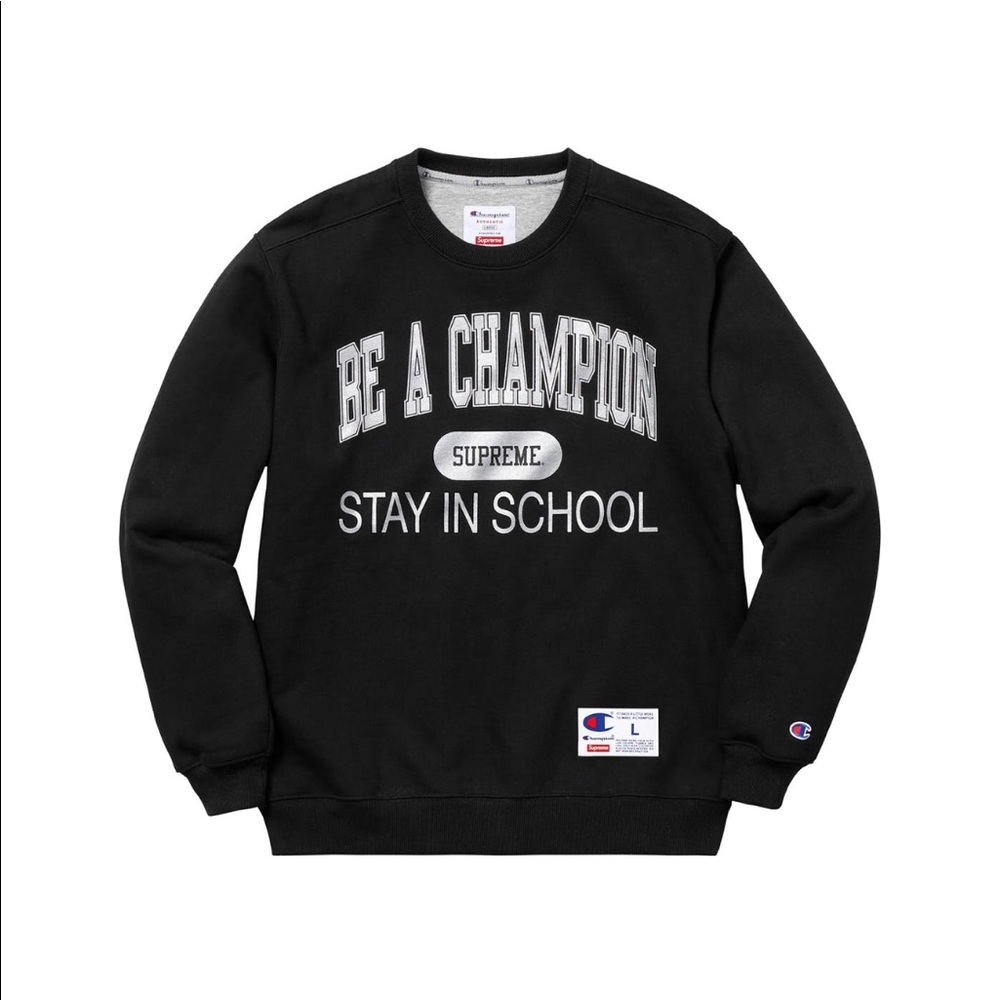 SUPREMExCHAMPION STAY IN SCHOOL CREWNECK SS18
